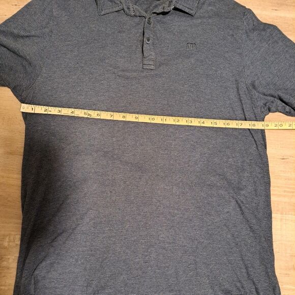 Travis Mathew Polo Shirt Mens Medium Blue Golf Performance Stretch Striped - Picture 6 of 9